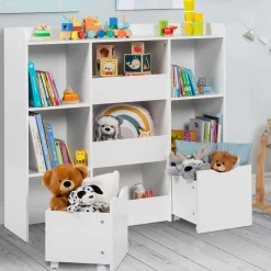 Meuble de rangement blanc pour enfant sur roulettes