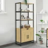 Meuble de rangement design industriel salle de bain avec 3 étages 1 placard 1 tiroir