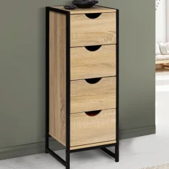 Meuble de rangement industriel chiffonnier d’appoint 80x30 cm 4 tiroirs