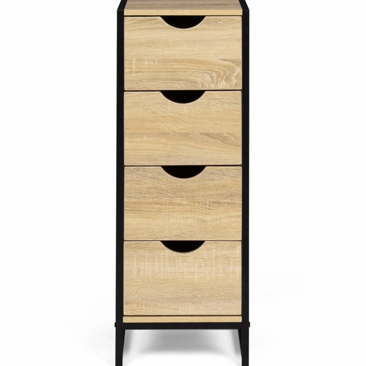 Meuble de rangement industriel chiffonnier d’appoint 80x30 cm 4 tiroirs