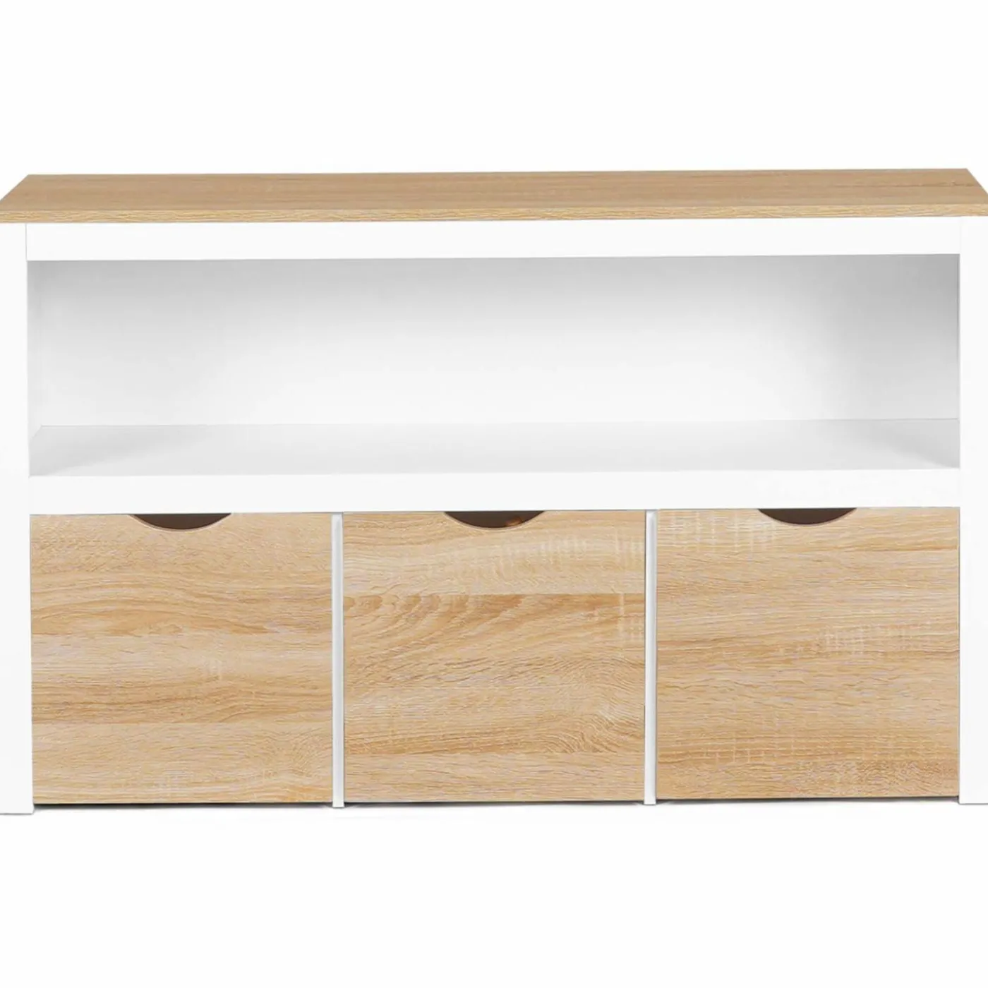 Meuble de rangement pour enfant 3 tiroirs blanc et hêtre