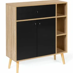 Meuble de rangement scandinave noir et bois