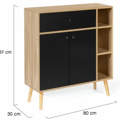 Meuble de rangement scandinave noir et bois