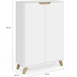 Meuble de rangement scandinave blanc avec 2 portes