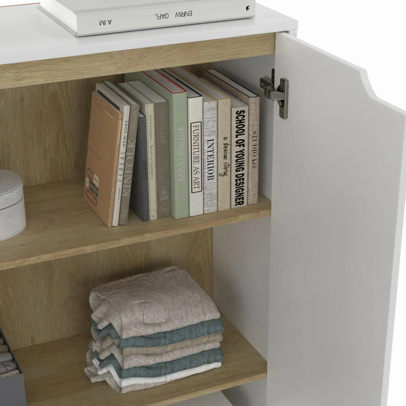 Meuble de rangement scandinave blanc avec 2 portes