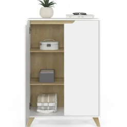 Meuble de rangement scandinave blanc avec 2 portes