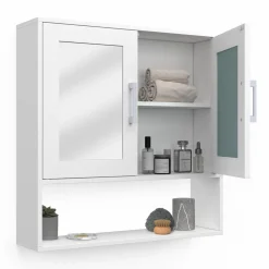 Meuble de rangement suspendu avec miroir