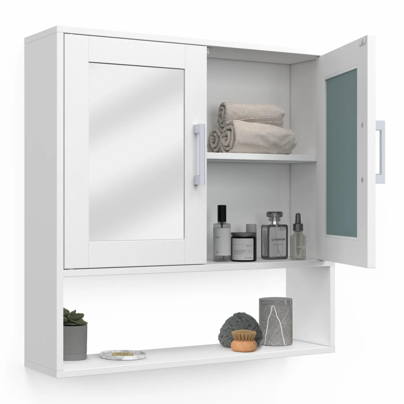 Meuble de rangement suspendu avec miroir