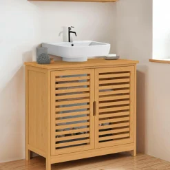 Meuble de salle de bain sous lavabo en bambou