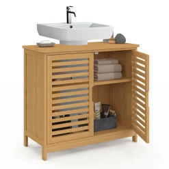 Meuble de salle de bain sous lavabo en bambou