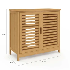 Meuble de salle de bain sous lavabo en bambou