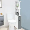 Meuble de toilette blanc et gris avec étagères