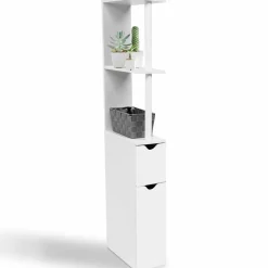 Meuble de toilette blanc avec étagères
