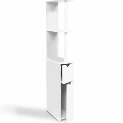 Meuble de toilette blanc avec étagères