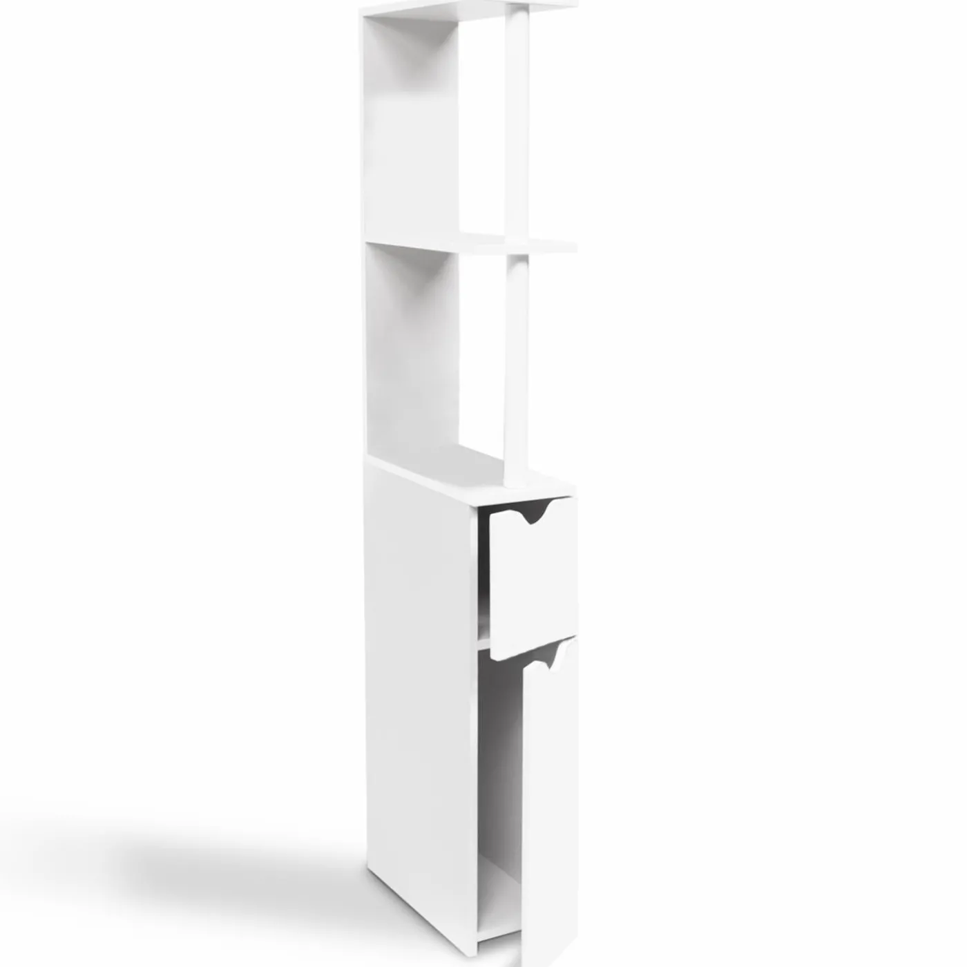 Meuble de toilette blanc avec étagères