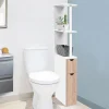 Meuble de toilette blanc et hêtre avec étagères