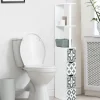 Meuble de toilette blanc et gris motif carreaux de ciment 3 portes