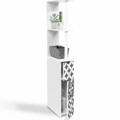 Meuble de toilette blanc et gris motif carreaux de ciment
