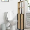 Meuble de toilette industriel bois et métal noir 3 portes avec étagères