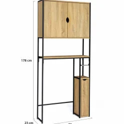 Meuble de toilette industriel bois et métal noir armoire de rangement
