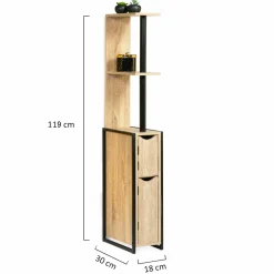 Meuble de toilette industriel bois et métal noir