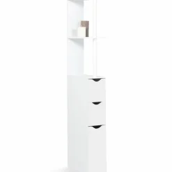Meuble de toilettes étagère bois 3 portes blanc
