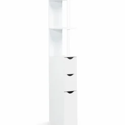 Meuble de toilettes étagère bois 3 portes blanc