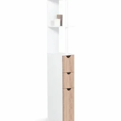 Meuble de toilettes étagère bois 3 portes coloris hêtre