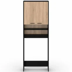 Meuble dessus machine à laver noir et hêtre