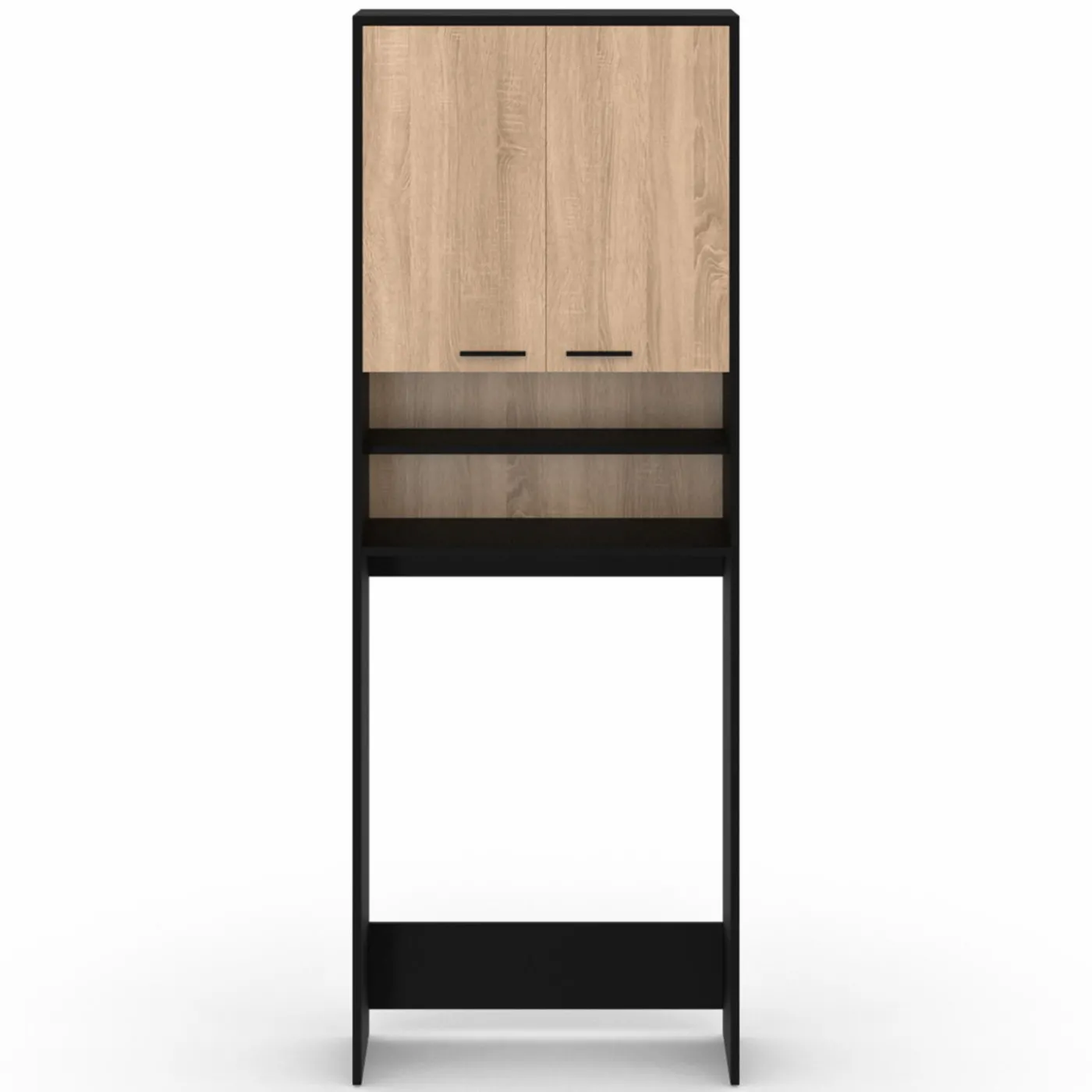 Meuble dessus machine à laver noir et hêtre