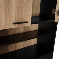 Meuble dessus machine à laver noir et hêtre