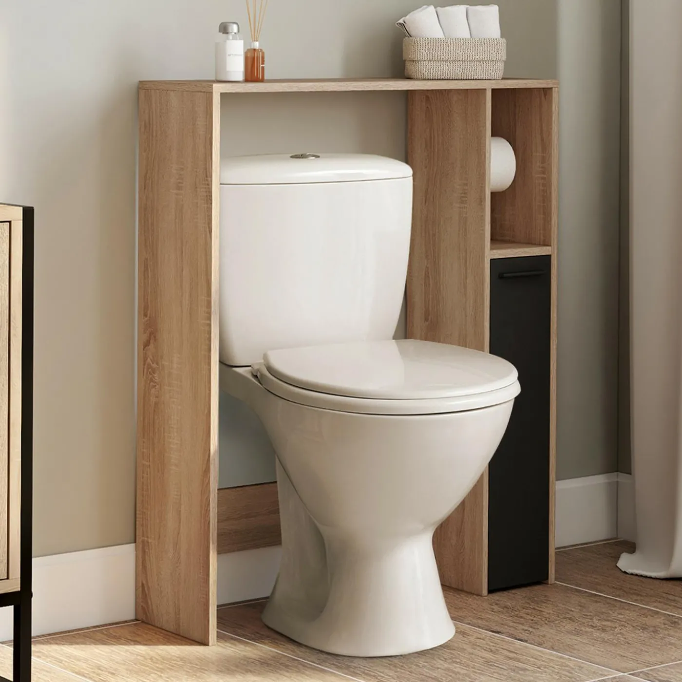 Meuble dessus wc placard hêtre noir
