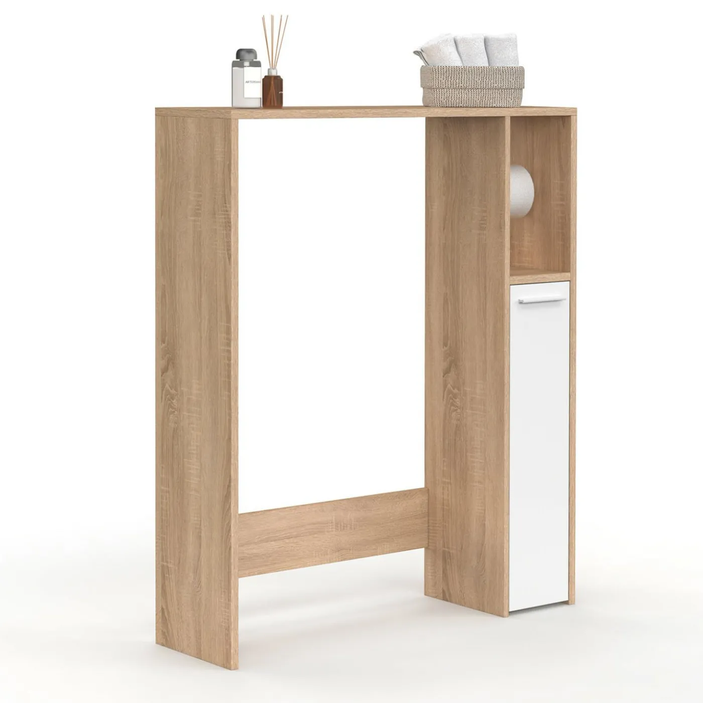 Meuble dessus wc placard hêtre blanc