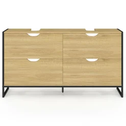 Meuble double vasque 120 cm pour salle de bain 4 tiroirs design industriel