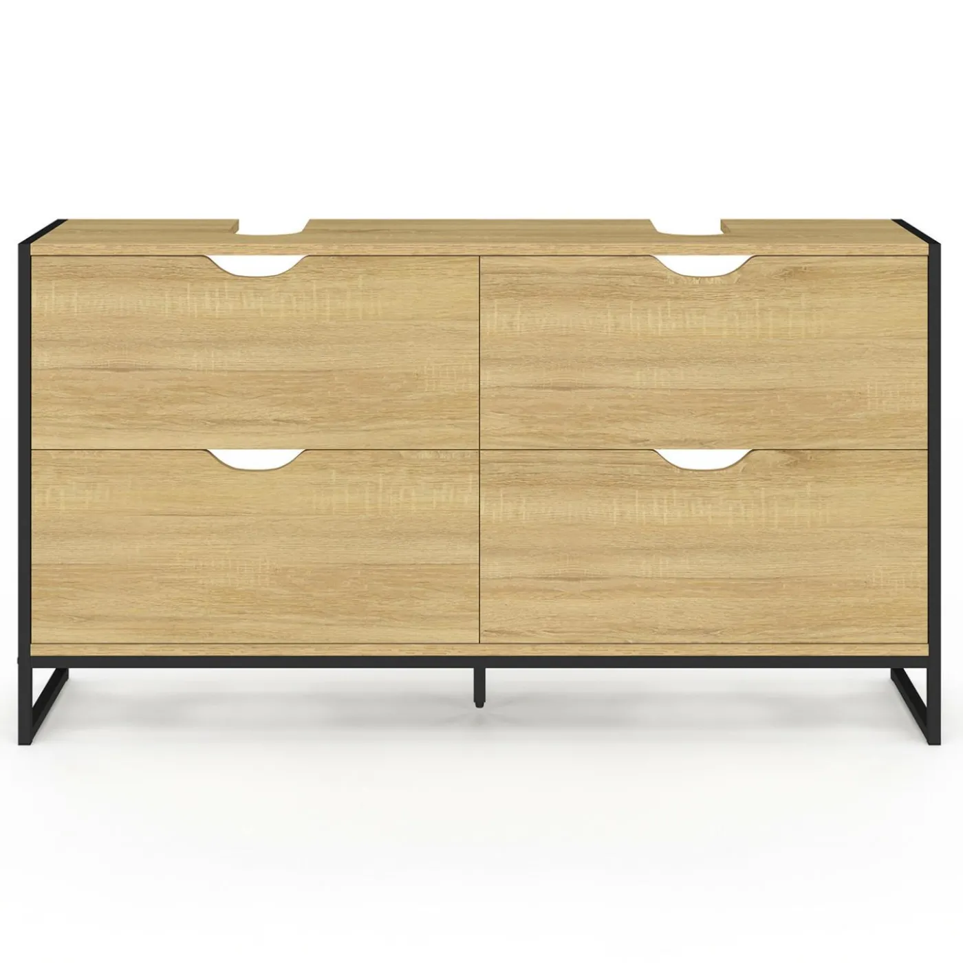 Meuble double vasque 120 cm pour salle de bain 4 tiroirs design industriel