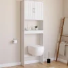 Meuble pour les toilettes avec étagère et placard double blanc