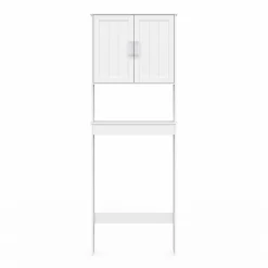Meuble pour les toilettes avec étagère et placard double blanc