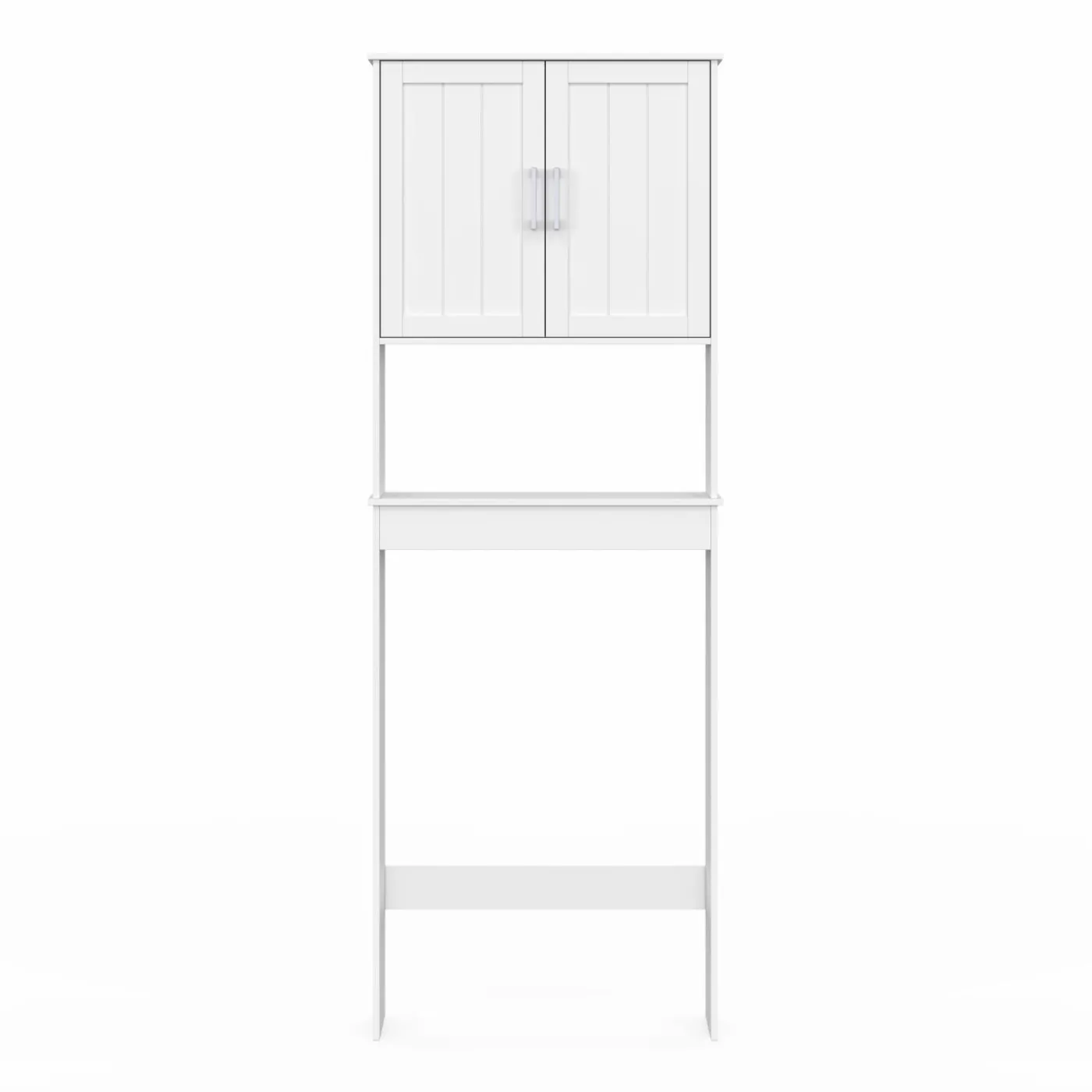 Meuble pour les toilettes avec étagère et placard double blanc