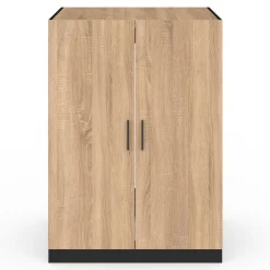 Meuble pour machine à laver avec portes noir et hêtre
