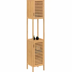 Meuble salle de bain colonne bambou 2 portes
