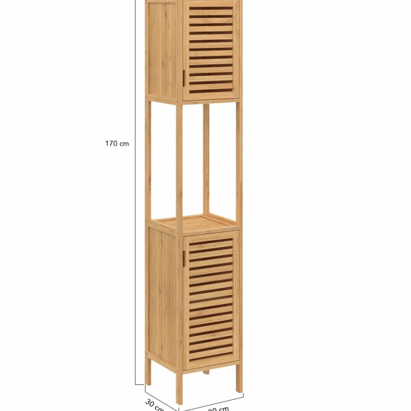 Meuble salle de bain colonne bambou 2 portes