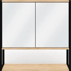 Meuble salle de bain suspendu métal et bois