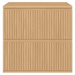 Meuble sous vasque suspendu salle de bain 2 tiroirs effet lattes