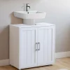 Meuble sous-lavabo en bois blanc