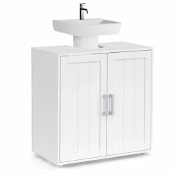 Meuble sous-lavabo en bois blanc