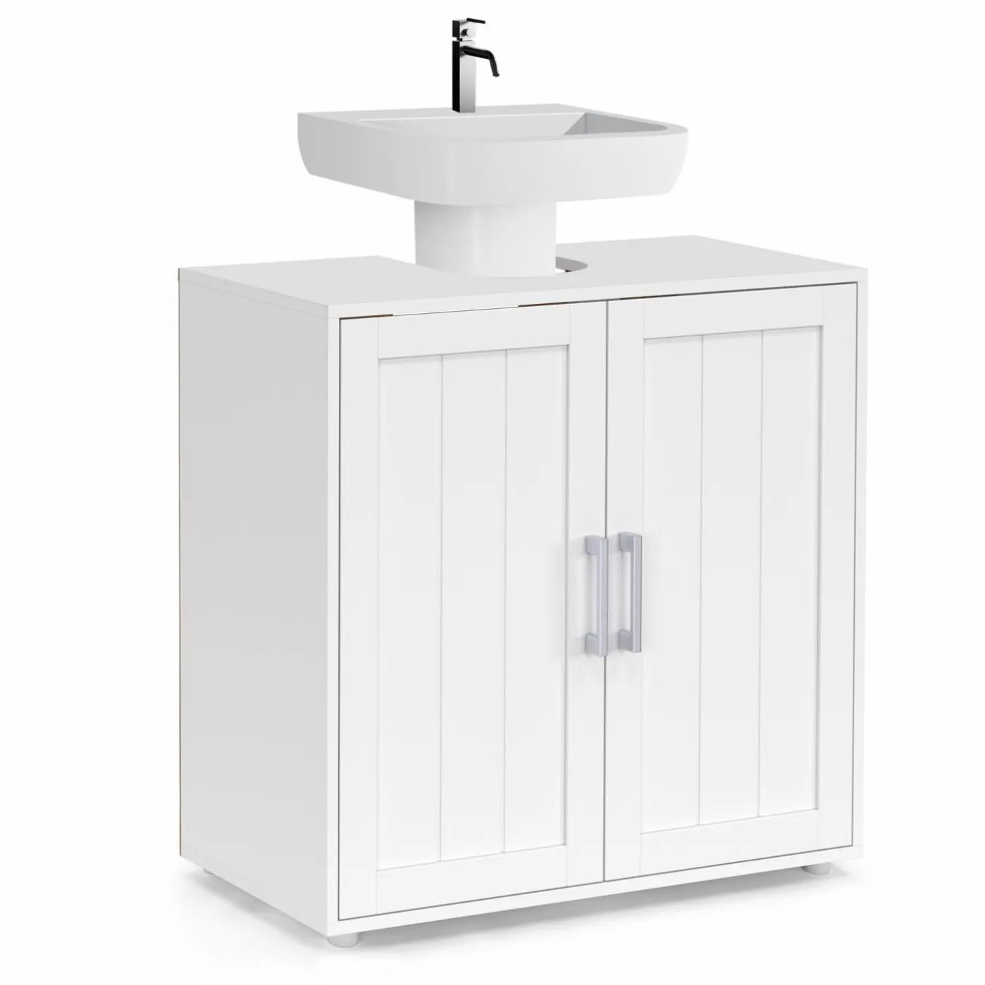 Meuble sous-lavabo en bois blanc