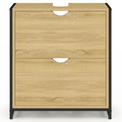 Meuble sous-lavabo salle de bain bois et métal 2 tiroirs