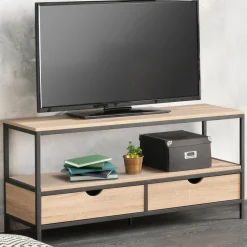 Meuble télé bois métal avec tiroirs