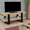 Meuble télé design noir et bois avec double plateau