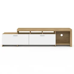 Meuble tv 180 cm bois placards blancs